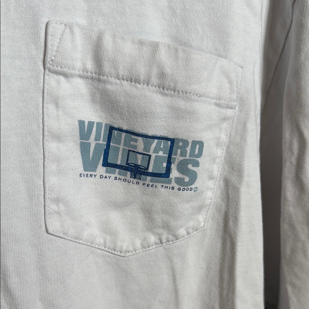 Vineyard Vines White Shirt with Blue Logo